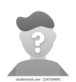 Unknown Missing Person. Mysterious Strange Man. Vector Stock Illustration.