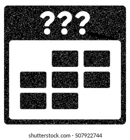 Unknown Month Calendar Grid grainy textured icon for overlay watermark stamps. Flat symbol with scratched texture. Dotted vector black ink rubber seal stamp with grunge design on a white background.