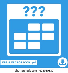 Unknown Month Calendar Grid icon. Vector EPS illustration style is flat iconic symbol, white color.