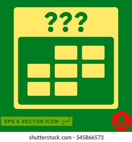 Unknown Month Calendar Grid icon. Vector EPS illustration style is flat iconic symbol, yellow color.