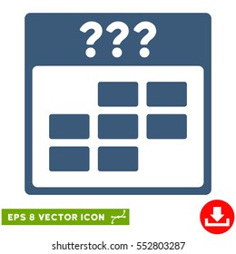 Unknown Month Calendar Grid icon. Vector EPS illustration style is flat iconic symbol, blue color.