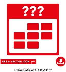 Unknown Month Calendar Grid icon. Vector EPS illustration style is flat iconic symbol, red color.