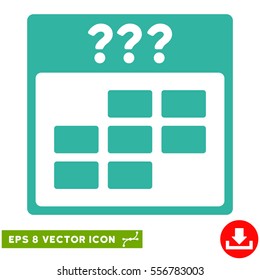 Unknown Month Calendar Grid icon. Vector EPS illustration style is flat iconic symbol, cyan color.