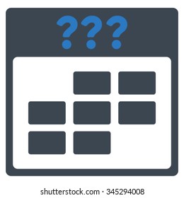 Unknown Month vector icon. Style is bicolor flat symbol, smooth blue colors, rounded angles, white background.