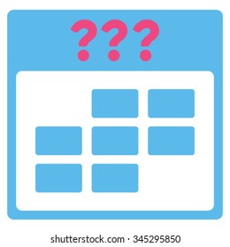 Unknown Month vector icon. Style is bicolor flat symbol, pink and blue colors, rounded angles, white background.