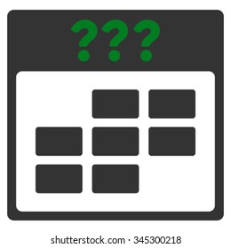 Unknown Month vector icon. Style is bicolor flat symbol, green and gray colors, rounded angles, white background.