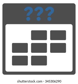 Unknown Month vector icon. Style is bicolor flat symbol, cobalt and gray colors, rounded angles, white background.