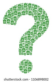 Unknown mosaic composed from recycle bin components. Vector recycle bin icons are grouped into advice illustration.