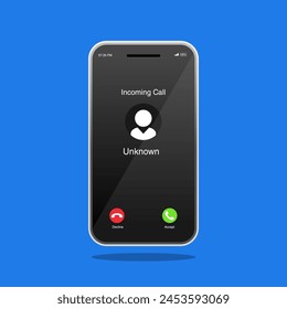 Unknown number calling on Mobile Phone flat vector illustration.