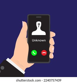 Unknown number calling. Unusual number on blue background.