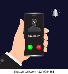 Unknown number calling. Unusual number on blue background.