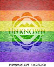 Unknown on mosaic background with the colors of the LGBT flag