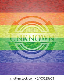 Unknown on mosaic background with the colors of the LGBT flag