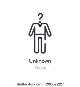 unknown outline icon. isolated line vector illustration from people collection. editable thin stroke unknown icon on white background