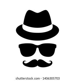 Unknown person in black glasses vector icon on white background