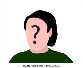 Unknown Person Concept. Human Head With No Face And Question Mark. Anonymous Person