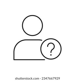 Persona desconocida. Hombre con signo de interrogación, la gente hace un estilo de línea de iconos aislado en fondo blanco. Ilustración del vector
