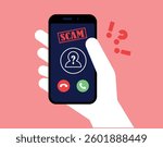 An unknown person scammer calling illustration