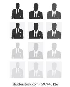 Unknown person silhouette.  Profile picture, silhouette profile. Man avatar profile. Male profile icons. 