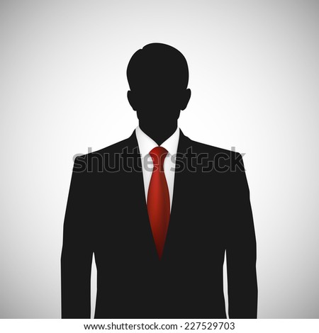 Unknown person silhouette whith red tie. Profile picture, silhouette profile