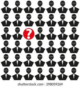 unknown person a stranger among a group of people - vector concept illustration