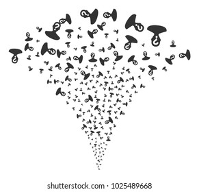Unknown Person stream fountain. Vector illustration style is flat iconic symbols. Object fountain constructed from random icons as unknown person fireworks.