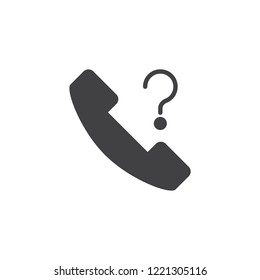Unknown Phone call vector icon. filled flat sign for mobile concept and web design. Telephone with question mark simple solid icon. Symbol, logo illustration. Pixel perfect vector graphics