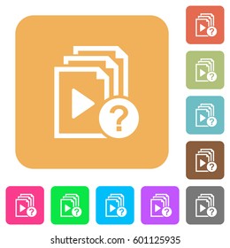 Unknown playlist flat icons on rounded square vivid color backgrounds.