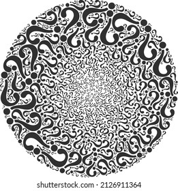 Los símbolos desconocidos se unen en la colección de burbujas. Mosaico desconocido de burbuja de iconos. mosaico globula de esfera de abstracción creado con símbolos desconocidos.