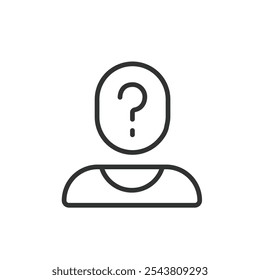 Unknown user, icon in line design. Unknown, user, profile, anonymous, identity, hidden, mystery on white background vector. Unknown user editable stroke icon