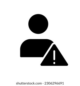 Unknown user warning black glyph icon. Unidentified internet user. Access denied. Incognito mode. Cybersecurity. Silhouette symbol on white space. Solid pictogram. Vector isolated illustration