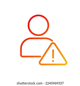Unknown user warning pixel perfect gradient linear vector icon. Unidentified internet user. Access denied. Thin line color symbol. Modern style pictogram. Vector isolated outline drawing