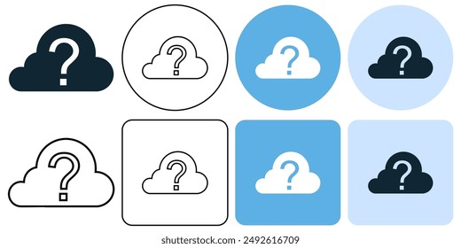 Unbekanntes Wetter, Fragezeichen, Wolke, Speicherdaten, Schattentage, Wolkiges Wetter, Symbol Strichlinie und Glyphe