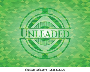 Unleaded green emblem with mosaic ecological style background. Vector Illustration. Detailed.