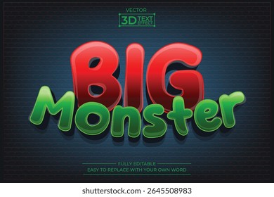 Libere energia arrojada e divertida com este efeito de texto 3D editável Big Monster. Perfeito para conteúdo infantil, títulos de jogos, projetos de desenhos animados, miniaturas do YouTube ou convites para festas divertidas. Totalmente personalizado