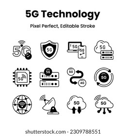 Desate creatividad con nuestros iconos de red 5G, empodera tus imágenes con iconos elegantes y modernos que simbolizan el poder de la conectividad de alta velocidad.
