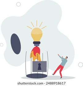 Unleash creativity or unlock business idea to grow beyond limitation concept.flat design.illustration with people.