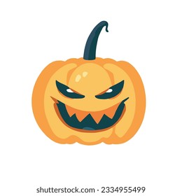 Unleash the Halloween chills with this captivating vector illustration of a pumpkin, adorned with an eerie face and razor-sharp teeth.