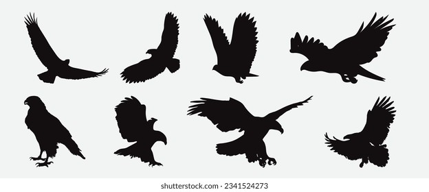 Unleash the Majesty of the Skies, A Captivating Collection of Eagle Silhouettes Vector Set