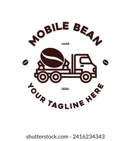 Unleash the mobile coffee experience with our truck bean logo. A perfect blend of mobility and caffeine bliss. Elevate your on-the-go coffee journey with our distinctive and flavorful mark