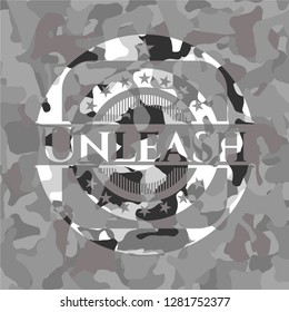 Unleash on grey camo texture