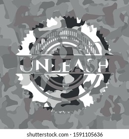Unleash on grey camouflage pattern