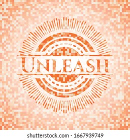 Desate el emblema del mosaico naranja. Ilustración vectorial. Detallado.