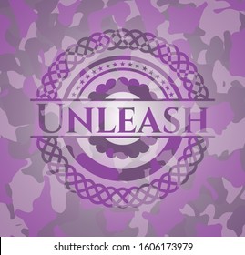 Unleash pink and purple on camouflaged texture. Vector Illustration. Detailed.