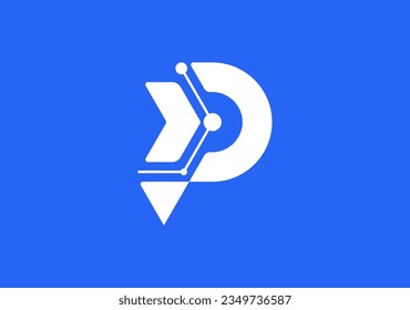 Unleash the potential of your technology brand with our dynamic letter P logo, showcasing a circuit symbol and right arrow representing growth and business direction in motion