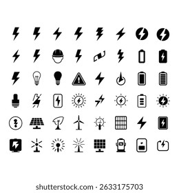 Unleash the Power A comprehensive collection of energy and electricity icons for diverse design