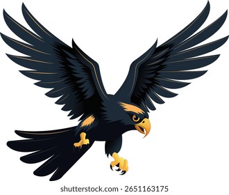Libere o poder dos céus com este projeto de vetor de mascote Flying Hawk. Apresentando um falcão feroz, ousado e dinâmico em pleno voo com asas estendidas e garras afiadas.