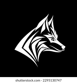Unleash the power of the wolf with this striking animal emblem for logos, t-shirts, badges and other design applications. Illustration on black