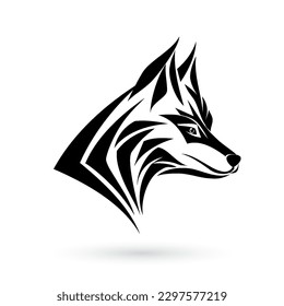 Unleash the power of the wolf with this striking animal emblem, ideal for logos, t-shirts, badges, and versatile design applications. Illustration on white background