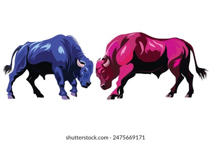 Unleash powerful fighting bulls vector art, perfect for prints and digital designs. Add bold, dynamic illustrations to your projects and captivate any audience instantly
